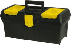 Stanley - 4 Compartment 1 Tray Tool Box - 15-3/4" Wide x 7-1/2" Deep x 7-1/8" High, Polypropylene, Black/Yellow - Industrial Tool & Supply