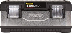 Stanley - 2 Compartment 1 Tray Tool Box - 19-5/8" Wide x 8-11/16" Deep x 11-1/8" High, Metal/Plastic, Black/Silver - Industrial Tool & Supply