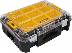 DeWALT - 7 Compartment Tool Organizer - 12-61/64" Wide x 17-5/32" Deep x 5-21/32" High, Structural Foam, Black/Yellow with Clear - Industrial Tool & Supply