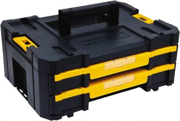 DeWALT - 2 Compartment 2 Drawer Tool Case - 12-1/4" Wide x 6-3/8" Deep x 6-29/32" High, Structural Foam, Black/Yellow - Industrial Tool & Supply