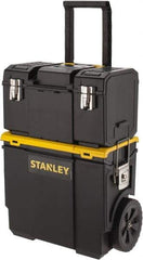 Stanley - 53 Lb Capacity, 1 Bin, 1 Tray Mobile Tool Storage System - 11" Wide x 18-1/2" Deep x 12.8" High, Polypropylene, Black/Yellow - Industrial Tool & Supply