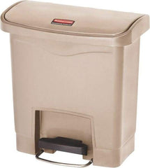 Rubbermaid - 4 Gal Rectangle Unlabeled Trash Can - 15.7" High x 14-7/8" Long, Beige, Resin - Industrial Tool & Supply