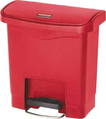 Rubbermaid - 4 Gal Rectangle Unlabeled Trash Can - 15.7" High x 14-7/8" Long, Red, Resin - Industrial Tool & Supply