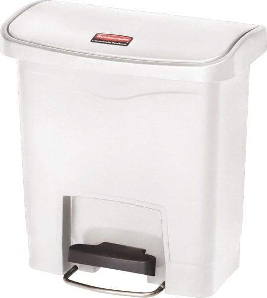 Rubbermaid - 4 Gal Rectangle Unlabeled Trash Can - 15.7" High x 14-7/8" Long, White, Resin - Industrial Tool & Supply