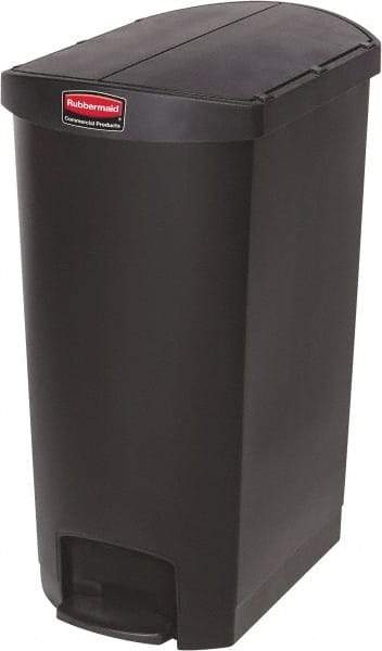 Rubbermaid - 18 Gal Rectangle Unlabeled Trash Can - 30.76" High x 14-3/4" Long, Black, Resin - Industrial Tool & Supply