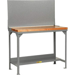 Little Giant - 48 Wide x 30" Deep x 36" High, Butcher Block Workbench - 1-3/4" Butcher Block Top, Fixed Legs, Gray - Industrial Tool & Supply