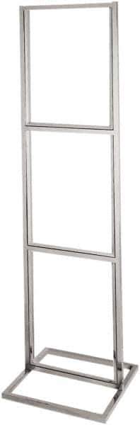 ECONOCO - 22 Inch Wide x 28 Inch High Sign Compatibility, Steel Square Frame Triple Bulletin Sign Holder - Chrome, 90 Inch Holder Height, Holds 3 Signs - Industrial Tool & Supply