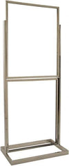 ECONOCO - 22 Inch Wide x 28 Inch High Sign Compatibility, Steel Square Frame Double Bulletin Sign Holder - Chrome, 56 Inch Holder Height, Holds 2 Signss - Industrial Tool & Supply