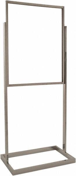 ECONOCO - 22 Inch Wide x 28 Inch High Sign Compatibility, Steel Square Frame Bulletin Sign Holder - Chrome, 56 Inch Holder Height, Holds 1 Sign - Industrial Tool & Supply