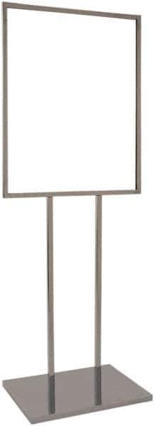 ECONOCO - 22 Inch Wide x 28 Inch High Sign Compatibility, Steel Square Frame Bulletin Sign Holder - Chrome, 60 Inch Holder Height, Holds 1 Sign - Industrial Tool & Supply