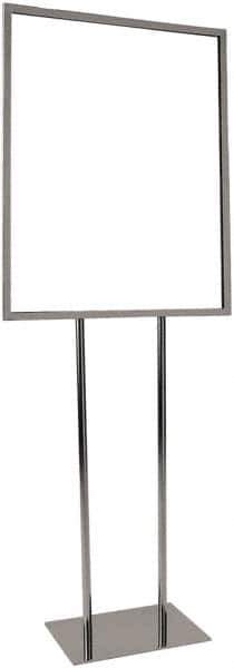 ECONOCO - 22 Inch Wide x 28 Inch High Sign Compatibility, Steel Square Frame Bulletin Sign Holder - Chrome, 60 Inch Holder Height, Holds 1 Sign - Industrial Tool & Supply