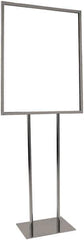 ECONOCO - 22 Inch Wide x 28 Inch High Sign Compatibility, Steel Square Frame Bulletin Sign Holder - Chrome, 60 Inch Holder Height, Holds 1 Sign - Industrial Tool & Supply