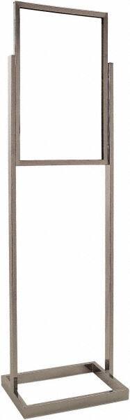 ECONOCO - 14 Inch Wide x 22 Inch High Sign Compatibility, Steel Square Frame Bulletin Sign Holder - Chrome, 56 Inch Holder Height, Holds 1 Sign - Industrial Tool & Supply