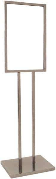 ECONOCO - 14 Inch Wide x 22 Inch High Sign Compatibility, Steel Square Frame Bulletin Sign Holder - Chrome, 53 Inch Holder Height, Holds 1 Sign - Industrial Tool & Supply