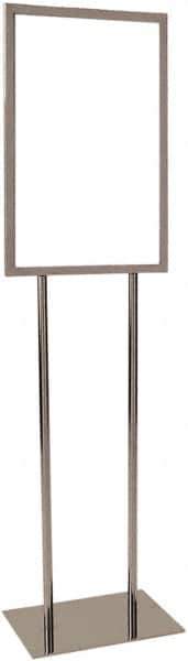ECONOCO - 14 Inch Wide x 22 Inch High Sign Compatibility, Steel Square Frame Bulletin Sign Holder - Chrome, 53 Inch Holder Height, Holds 1 Sign - Industrial Tool & Supply