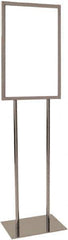 ECONOCO - 14 Inch Wide x 22 Inch High Sign Compatibility, Steel Square Frame Bulletin Sign Holder - Chrome, 53 Inch Holder Height, Holds 1 Sign - Industrial Tool & Supply