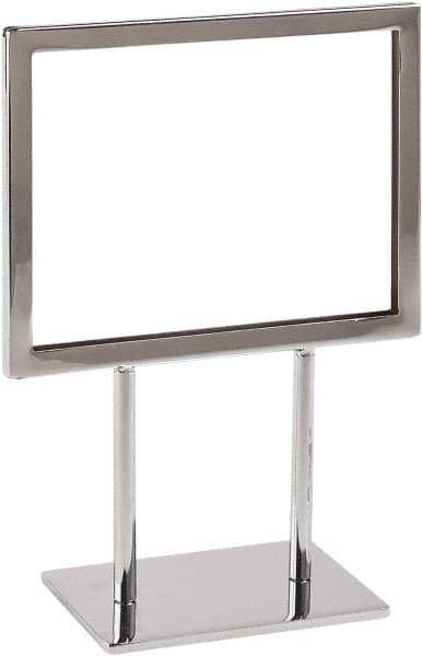 ECONOCO - 7 Inch Wide x 5-1/2 Inch High Sign Compatibility, Steel Square Frame Sign Holder - Chrome, 5-1/2 Inch Holder Height, Holds 1 Sign - Industrial Tool & Supply
