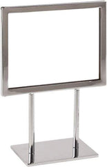 ECONOCO - 7 Inch Wide x 5-1/2 Inch High Sign Compatibility, Steel Square Frame Sign Holder - Chrome, 5-1/2 Inch Holder Height, Holds 1 Sign - Industrial Tool & Supply