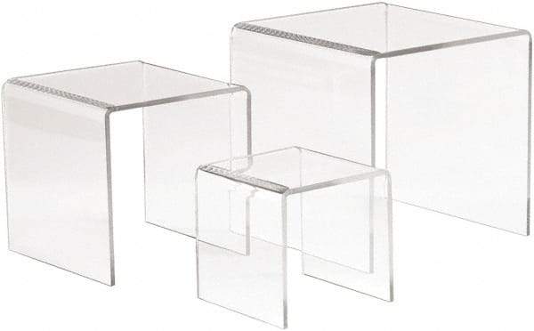 ECONOCO - 3, 4 & 5" High x 3, 4 & 5" Wide x 3, 4 & 5" Deep, Display Riser Plastic Shelving - Clear - Industrial Tool & Supply