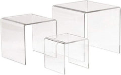 ECONOCO - 3, 4 & 5" High x 3, 4 & 5" Wide x 3, 4 & 5" Deep, Display Riser Plastic Shelving - Clear - Industrial Tool & Supply