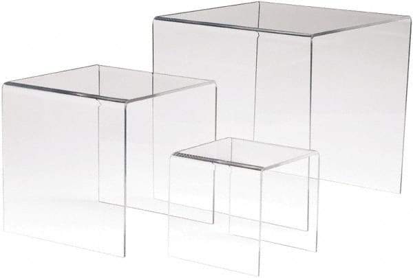 ECONOCO - 4, 6 & 8" High x 4, 6 & 8" Wide x 4, 6 & 8" Deep, Display Riser Plastic Shelving - Clear - Industrial Tool & Supply