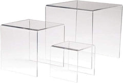 ECONOCO - 4, 6 & 8" High x 4, 6 & 8" Wide x 4, 6 & 8" Deep, Display Riser Plastic Shelving - Clear - Industrial Tool & Supply