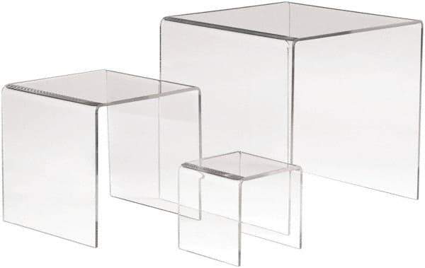 ECONOCO - 3, 5 & 7" High x 3, 5 & 7" Wide x 3, 5 & 7" Deep, Display Riser Plastic Shelving - Clear - Industrial Tool & Supply
