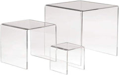 ECONOCO - 3, 5 & 7" High x 3, 5 & 7" Wide x 3, 5 & 7" Deep, Display Riser Plastic Shelving - Clear - Industrial Tool & Supply