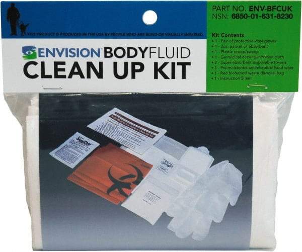 Ability One - 9 Piece, 1 Person, Body Fluid Clean-Up First Aid Kit - Plastic Bag - Industrial Tool & Supply