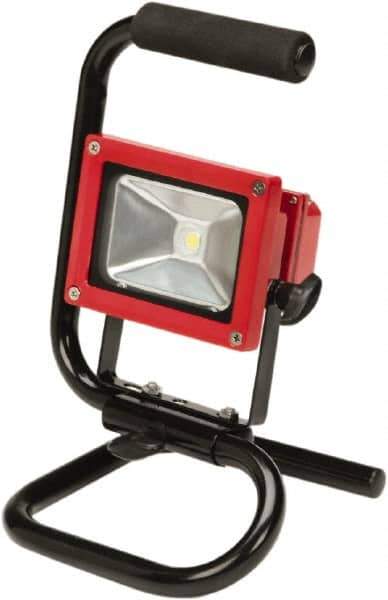 Ability One - LED Bulb, Jobsite Flashlight - Black, Red Aluminum Body, Integrated Batteries - Industrial Tool & Supply