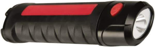 Ability One - LED Bulb, Jobsite Flashlight - Black, Red Plastic Body, Integrated Batteries - Industrial Tool & Supply