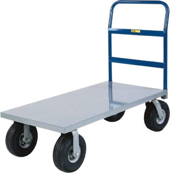 Little Giant - 1,500 Lb Capacity Steel Cushion Load Platform Truck - Steel Deck, 30" OAW, 48" Platform Length x 14" Platform Height, Pneumatic Casters - Industrial Tool & Supply