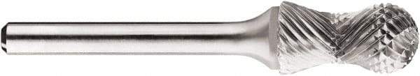 SGS Pro - 1/2" Cut Diam, 1/4" Shank Diam, Cylinder with Radius Head Single Cut Burr - Carbide, Radius End, 1" LOC, 1" OAL - Industrial Tool & Supply