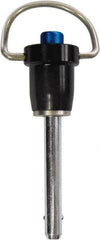 Monroe Engineering Products - 1/2" Diam, 3" Usable Length, Ring Handle, Push Button Quick Release Pin - 5-3/8" OAL, Grade 17-4 Stainless Steel - Industrial Tool & Supply