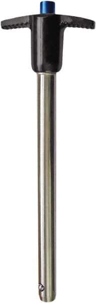 Monroe Engineering Products - 10mm Pin Diam, 50mm Usable Length, T Handle Quick Release Pin - 95.1mm OAL, 440C Stainless Steel Ball, Aluminum Handle - Industrial Tool & Supply