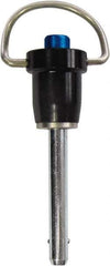 Monroe Engineering Products - 3/4" Diam, 3" Usable Length, Ring Handle, Push Button Quick Release Pin - 6-3/8" OAL, Grade 17-4 Stainless Steel - Industrial Tool & Supply