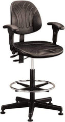 Bevco - 21 to 31" High Adjustable Chair - 27" Wide x 27" Deep, Polyurethane Seat, Black - Industrial Tool & Supply