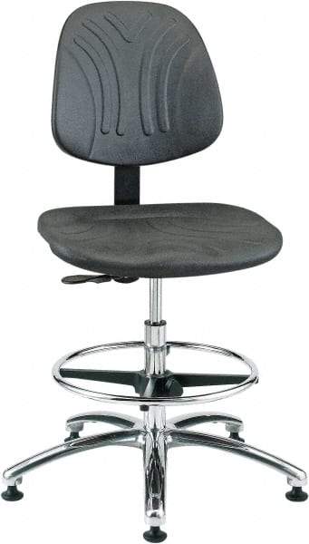 Bevco - 21 to 31" High Adjustable Chair - 27" Wide x 27" Deep, Polyurethane Seat, Black - Industrial Tool & Supply