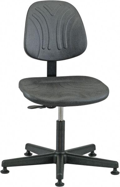 Bevco - 15 to 20" High Adjustable Chair - 23" Wide x 23" Deep, Polyurethane Seat, Black - Industrial Tool & Supply