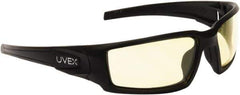 Uvex - Amber Lenses, Framed Safety Glasses - Anti-Fog, Scratch Resistant, Size Universal, Wrap Around - Industrial Tool & Supply