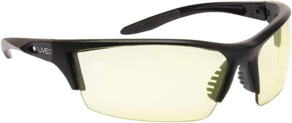 Uvex - Amber Lenses, Frameless Safety Glasses - Scratch Resistant, Adjustable Temples, Size Universal, Wrap Around - Industrial Tool & Supply