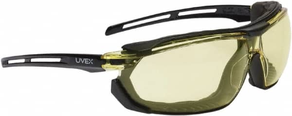 Uvex - Size Universal Amber Anti-Fog Hybrid Safety Glasses/Goggles - Industrial Tool & Supply