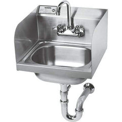 Krowne - 14" Long x 10" Wide Inside, 1 Compartment, Grade 304 Stainless Steel Hand Sink with Side Support - 20 Gauge, 14" Long x 16" Wide x 15" High Outside, 6" Deep - Industrial Tool & Supply