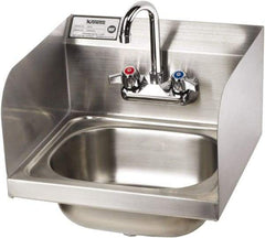 Krowne - 14" Long x 10" Wide Inside, 1 Compartment, Grade 304 Stainless Steel Hand Sink with Side Support - 20 Gauge, 14" Long x 16" Wide x 15" High Outside, 6" Deep - Industrial Tool & Supply