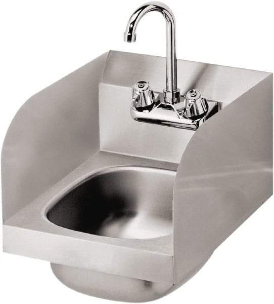 Krowne - 14" Long x 10" Wide Inside, 1 Compartment, Grade 304 Stainless Steel Hand Sink with Side Support - 20 Gauge, 12" Long x 12" Wide x 17" High Outside, 6" Deep - Industrial Tool & Supply
