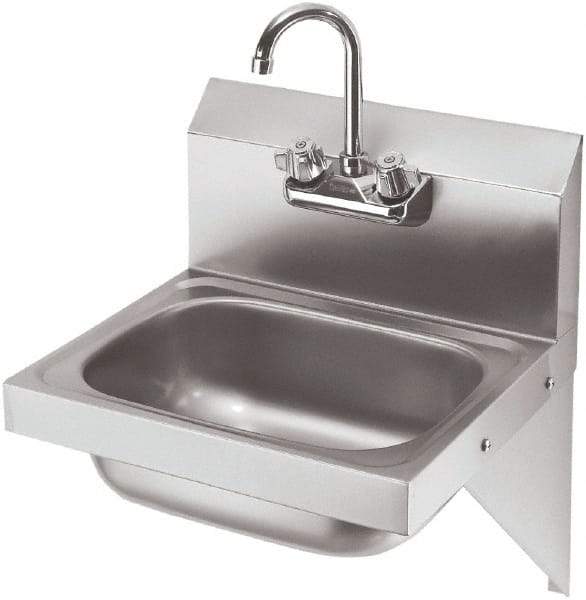 Krowne - 10" Long x 14" Wide Inside, 1 Compartment, Grade 304 Stainless Steel Hand Sink with Side Support - 20 Gauge, 20" Long x 16" Wide x 15" High Outside, 6" Deep - Industrial Tool & Supply