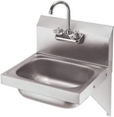 Krowne - 10" Long x 14" Wide Inside, 1 Compartment, Grade 304 Stainless Steel Hand Sink with Side Support - 20 Gauge, 20" Long x 16" Wide x 15" High Outside, 6" Deep - Industrial Tool & Supply