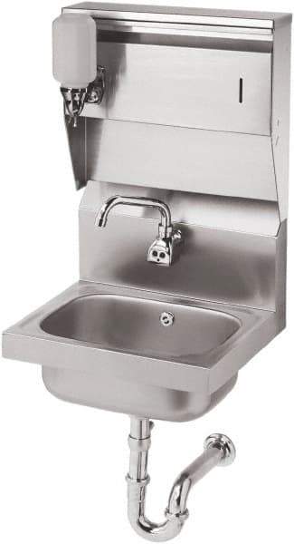 Krowne - 10" Long x 14" Wide Inside, 1 Compartment, Grade 304 Stainless Steel Hand Sink with Electronic Faucet - 20 Gauge, 15" Long x 16" Wide x 24" High Outside, 6" Deep - Industrial Tool & Supply