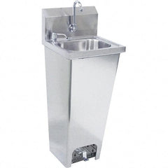 Krowne - 10" Long x 14" Wide Inside, 1 Compartment, Grade 304 Stainless Steel Hand Sink with Foot Pedal - 20 Gauge, 15" Long x 16" Wide x 32" High Outside, 6" Deep - Industrial Tool & Supply