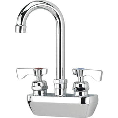 Krowne - Wall Mount, High Arc Service Sink Faucet - Two Handle, Color Coded, Blade Handle, Gooseneck Spout and Nozzle, No Drain - Industrial Tool & Supply